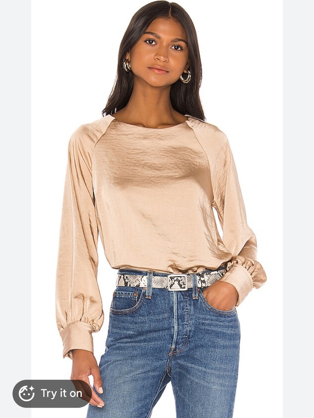 Line & Dot Satin Top Toffee Brown‎ M Revolve